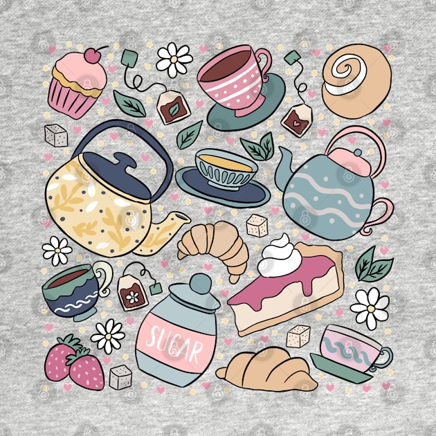 Cute tea party a fun tea time pattern by Yarafantasyart